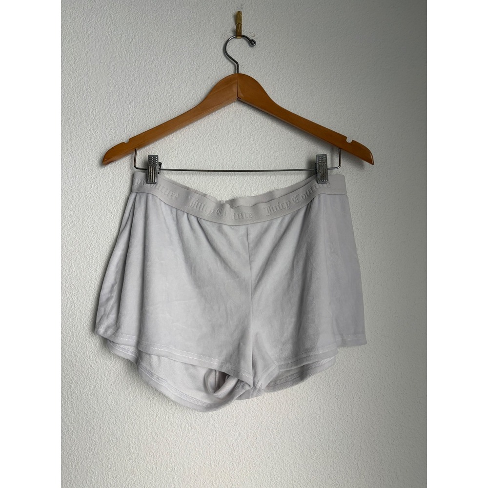 Juicy Couture Womens Velour Sleep Shorts Light Gray Rhinestone‎ Logo Large